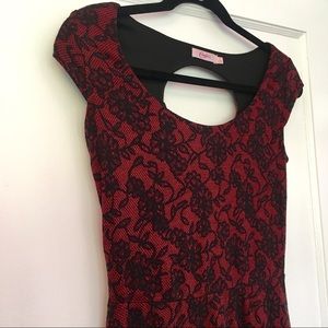 Candie’s Burgundy & Lace Print Dress